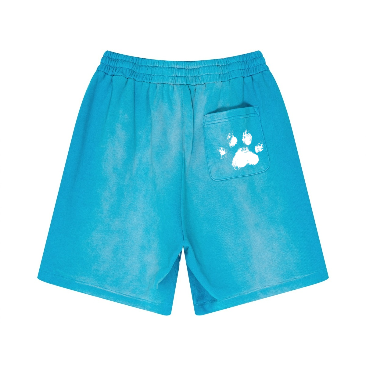 330GSM Unisex Heavyweight Distressed PP Spray Fade Shorts Vintage Blue