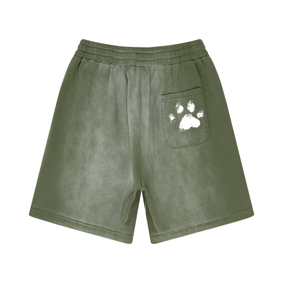 330GSM Unisex Heavyweight Distressed PP Spray Fade Shorts Vintage Military Green