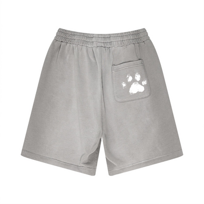 330GSM Unisex Heavyweight Distressed PP Spray Fade Shorts Vintage Medium Gray