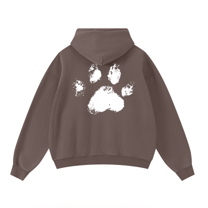 400GSM Unisex Washed Heavyweight Boxy-Fit Hoodie Vintage Dark Brown