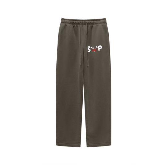 360GSM Unisex Heavyweight Fleece Washed Straight-Leg Pants Coffee Brown
