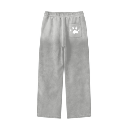 360GSM Men's Fleece-Lined PP Spray Straight-Fit Pants Light Grey
