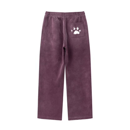 360GSM Men's Fleece-Lined PP Spray Straight-Fit Pants Plum Purple