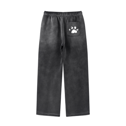 360GSM Men's Fleece-Lined PP Spray Straight-Fit Pants Black