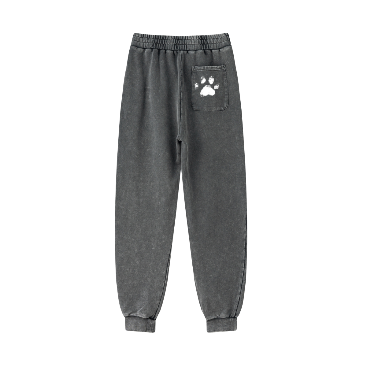 400GSM Men's Heavyweight Snow-Washed Ribbed-Cuff Jogger Pants Dark Grey