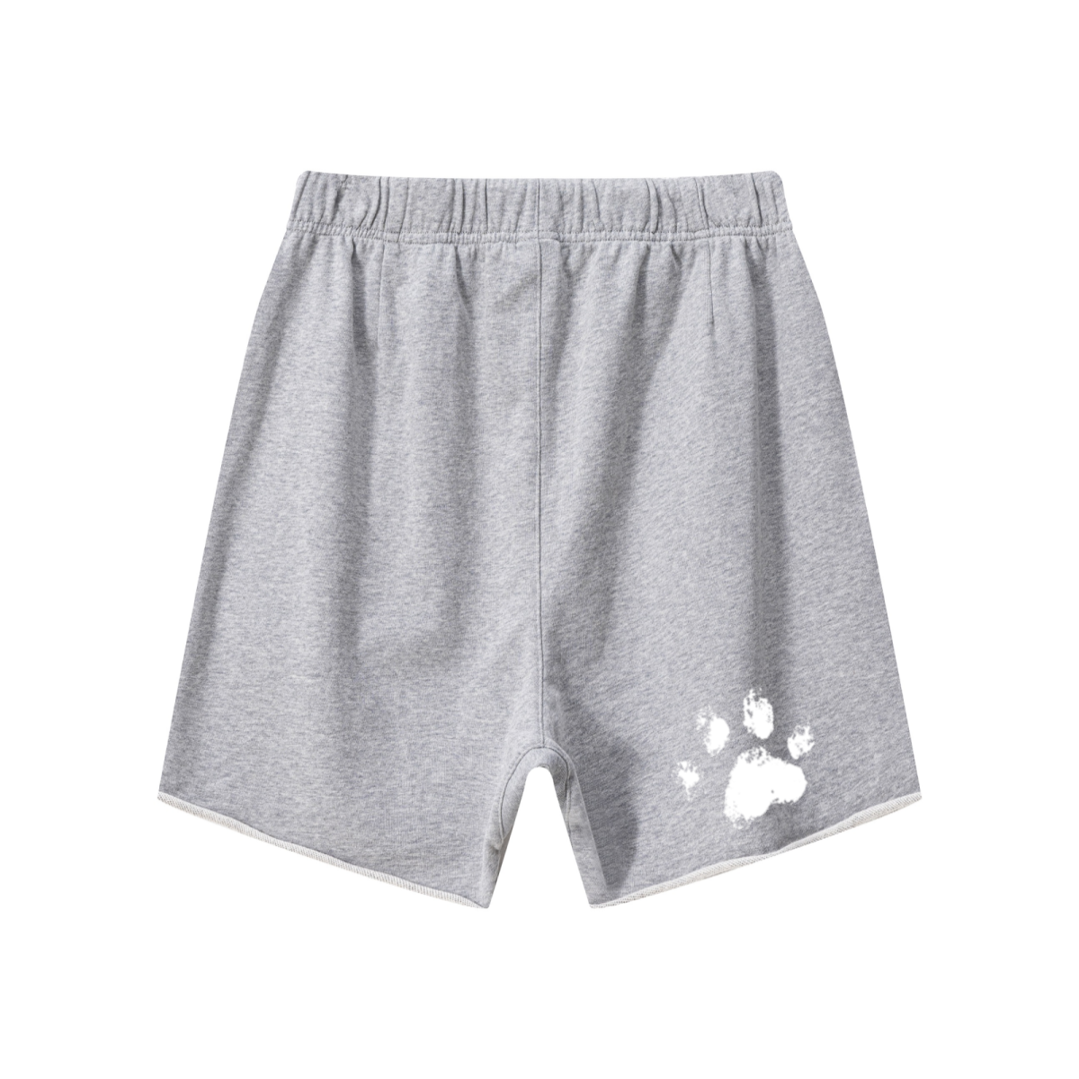 410GSM Unisex Distressed Vintage-Wash Raw-Hem Shorts Light Grey 