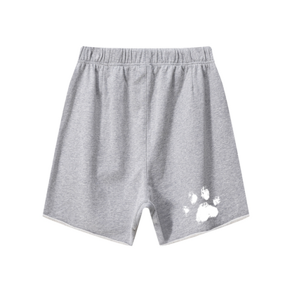 410GSM Unisex Distressed Vintage-Wash Raw-Hem Shorts Light Grey 