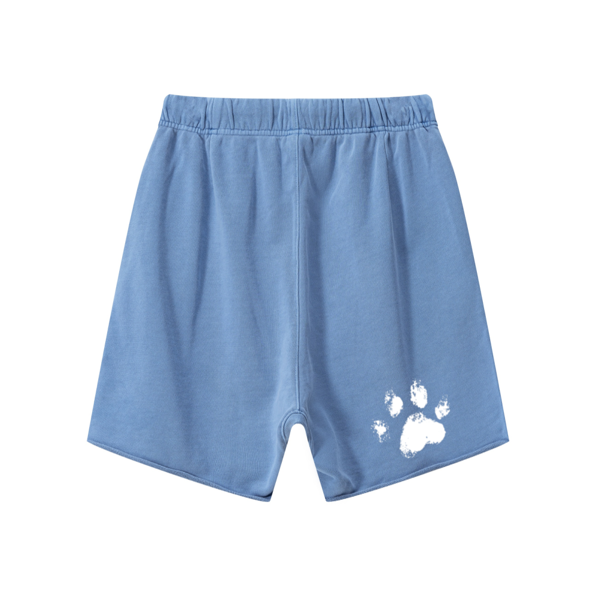 410GSM Unisex Distressed Vintage-Wash Raw-Hem Shorts Light Blue