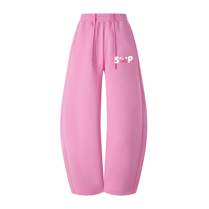 345GSM Men's Thermal Fleece-Lined Scythe-Cut Pants Peach Pink