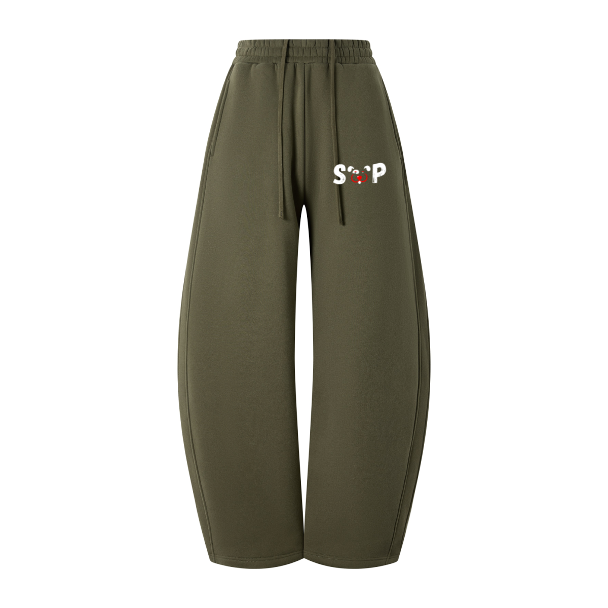 345GSM Men's Thermal Fleece-Lined Scythe-Cut Pants Olive Green